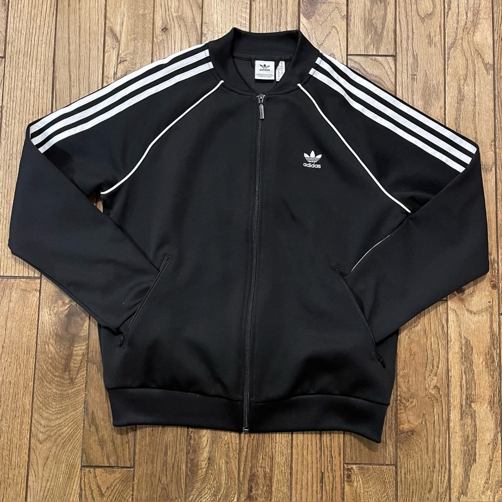 Adidas Originals Women's Classic Black 3-Stripe Track Jacket - Size Medium (M)